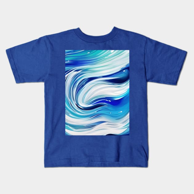 Beautiful Abstract Blue Tsunami Kids T-Shirt by Chance Two Designs